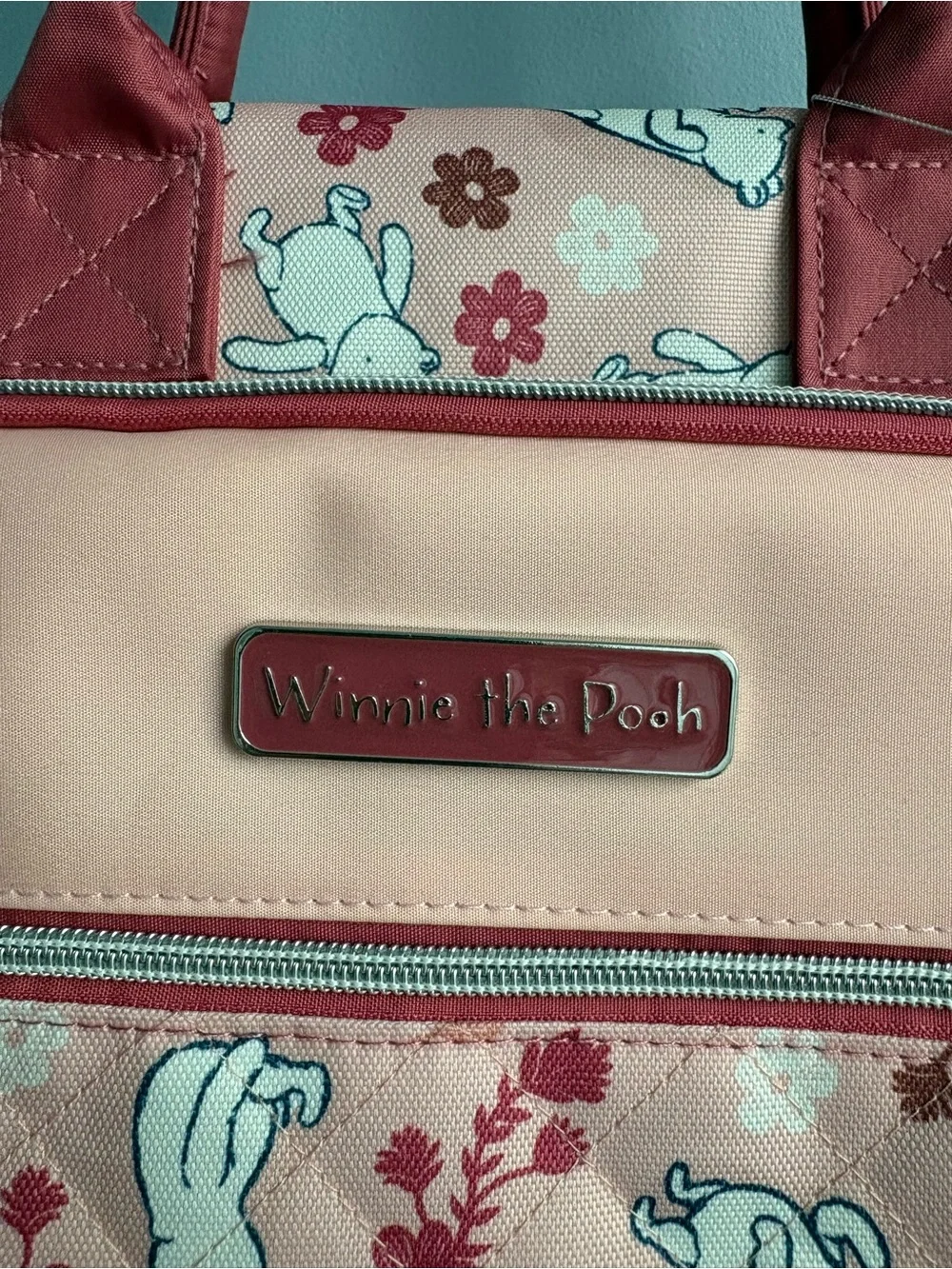 Winnie the Pooh Disney Baby Multi-Piece Diaper Bag Baby Bag Set Pink Leaves NWT